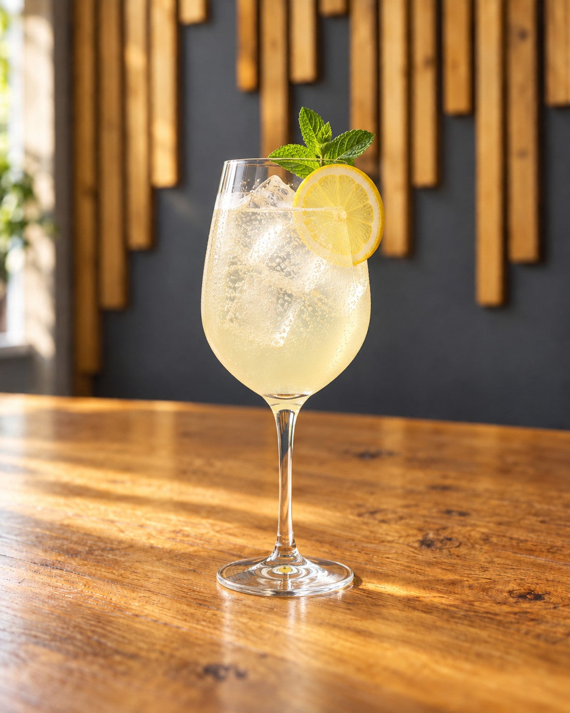 Old Tom Limoncello Spritz cocktail served at the Biggar Stillhouse